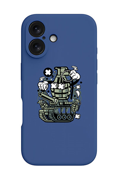 Theodor غطاء حماية سيليكون سائل مقاوم للصدمات لجهاز iPhone 16 أزرق - قنبلة يدوية