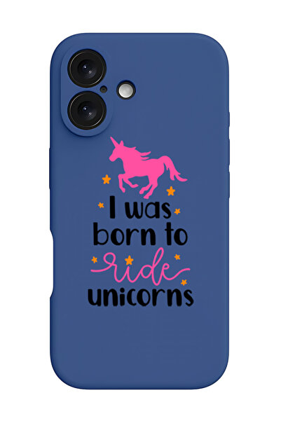 Theodor جراب سيليكون سائل واقٍ مقاوم للصدمات لهاتف iPhone 16 أزرق - لقد ولدت