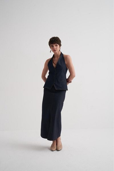 AÈC PRIVÈ Women's Gold Buttoned Vest Trousers Double Suit 777