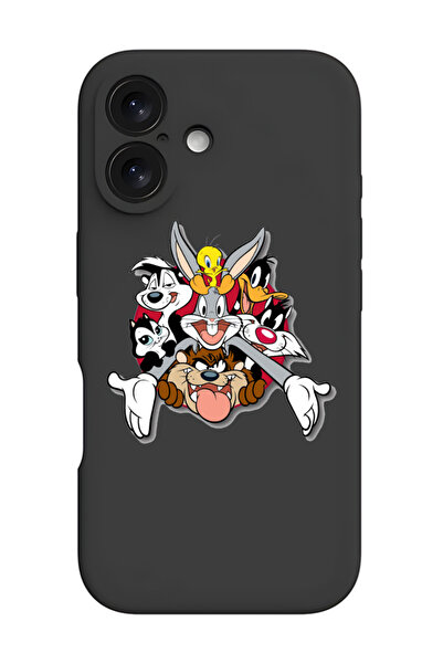 Theodor غطاء حماية أسود من السيليكون السائل المقاوم للصدمات لجهاز iPhone 16 P...