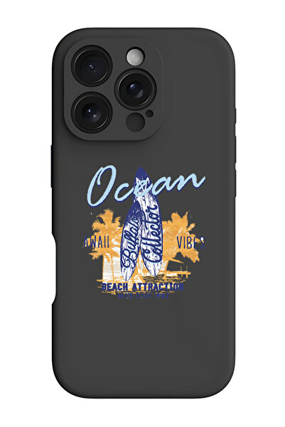 Theodor غطاء حماية سيليكون سائل مقاوم للصدمات لهاتف iPhone 16 Pro أسود - Ocean