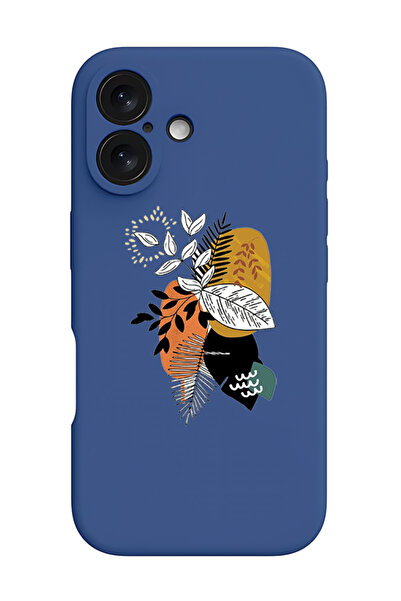 Theodor غطاء حماية سيليكون سائل مقاوم للصدمات لجهاز iPhone 16 Plus أزرق - أوراق