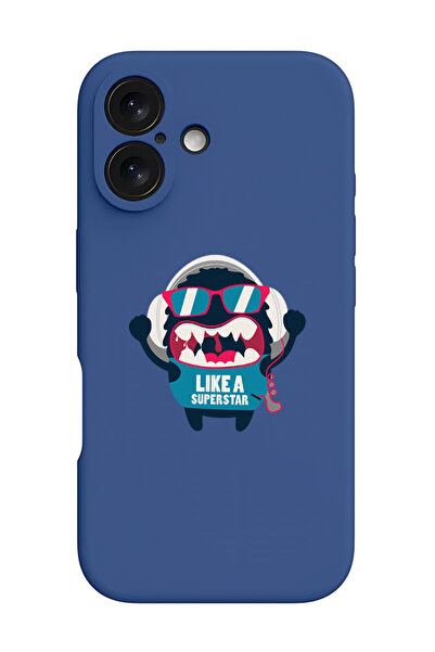 Theodor غطاء حماية سيليكون سائل مقاوم للصدمات لجهاز iPhone 16 باللون الأزرق -...