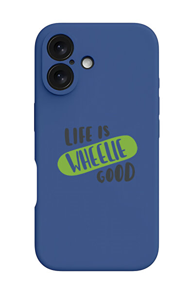 Theodor iPhone 16 Blue Protective Liquid Silicone Shockproof Case - Life is w...