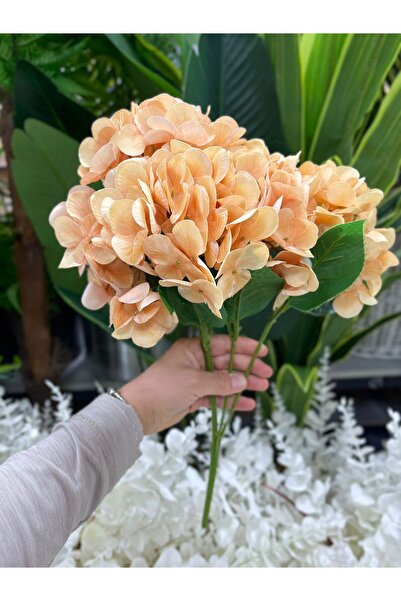 KOZALILAR Yapay Çiçek Islak Dokulu 5 Dallı Ortanca