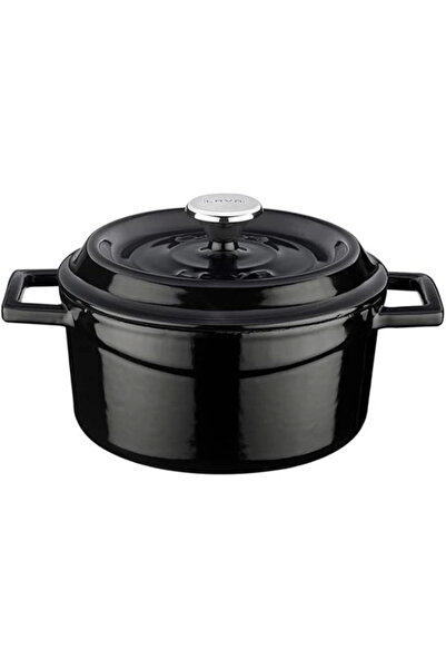 AyrStore cookware LV Y TC 14 K2 yuvarlak güveç tenceresi, Çap 14 cm, dökme demir, Siyah