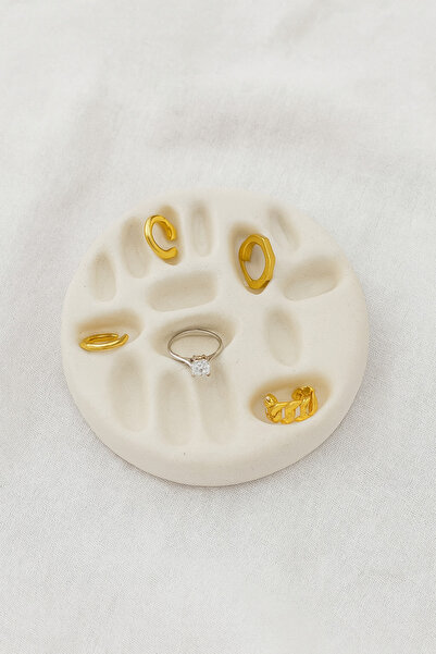 Egoria Home طبق مجوهرات مطلي بالشمع، مظهر رخامي، حلقة، حامل أقراط، طبق تصوير ...