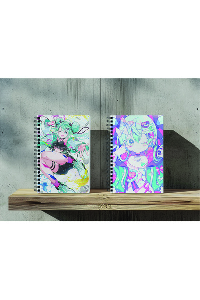 nihonwosekai 2Pcs A5 Size Unlined 50 Sheets Anime Spiral Notebook Hatsune Miku Pjsekai Colorful Project Sekai