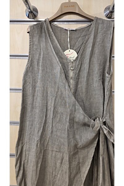 Park Moda Linen Jumpsuit Asymmetrical Cover Plain Pattern