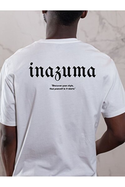 İnazuma Outdoors تيشيرت أبيض مطبوع عليه صورة إينازوما، مقاس كبير للجنسين، بيا...