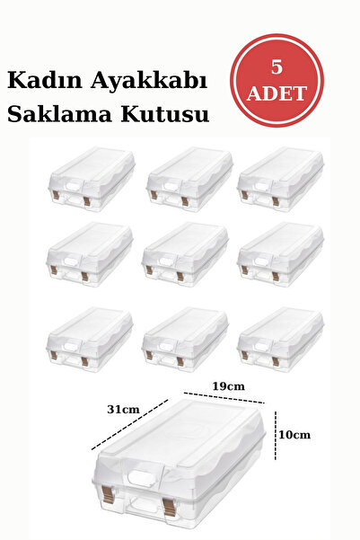 Estava Home 5 Adet Kadın Ayakkabı Kutusu Büyük Boy Steril Ayakkabı Saklama Düzenleyici Organizer Şeffaf