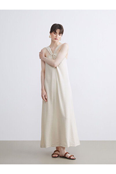 LC Waikiki New season from güli̇s gi̇yi̇m beige halter neck ruched dress