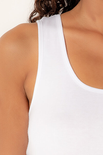 Onurel 12-Piece Ribbed 100% Cotton Wide Strap Plain Undershirt