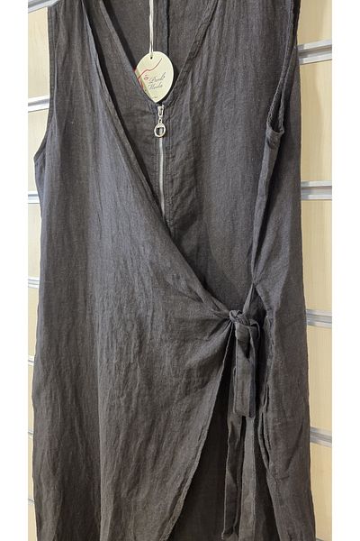 Park Moda Linen Jumpsuit Asymmetrical Cover Plain Pattern