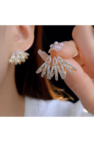 AychaAksesuar Çelik vip tek delik full zirkon taş kaplama çoklu görünüm küpe