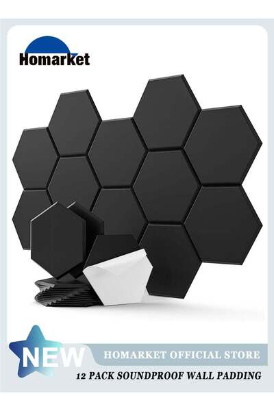 Generic HomarKet 12Pack Acoustic Panels Sound Proof Padding Bevled Edge Polyester Fiber Panels High Density