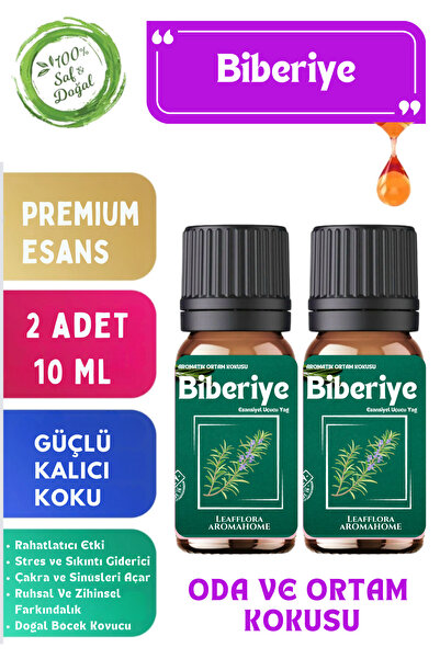 LeafFlora AromaHome Biberiye - Esansiyel Uçucu Yağ - Aromatik Oda ve Ortam Ko...
