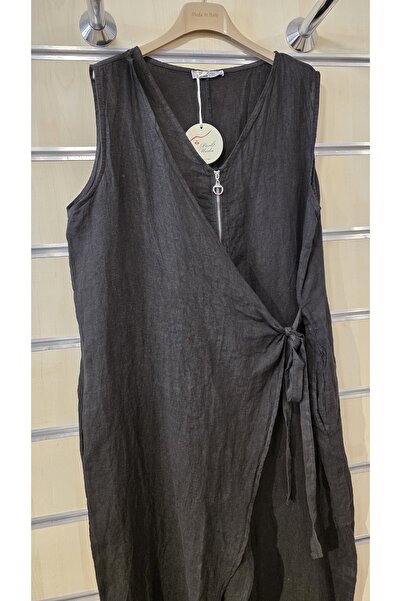 Park Moda Linen Jumpsuit Asymmetrical Cover Plain Pattern