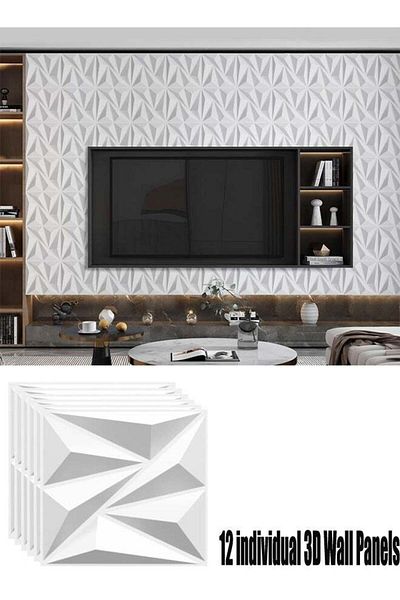 Generic RATSAW 12 Pack 3D Wall Panels for Interior Wall Decor 30 * 30cm PVC Textured Wall Panels White Acce