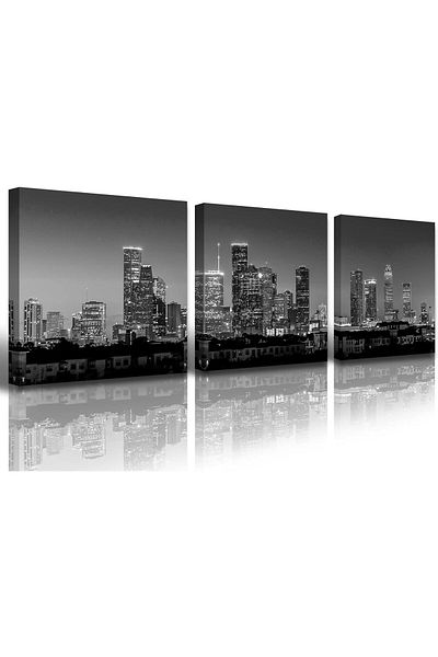 Generic BLINFEIRU Houston Skyline Wall Art Black and White Cityscape Panoramic Texas Texans Pictures Print
