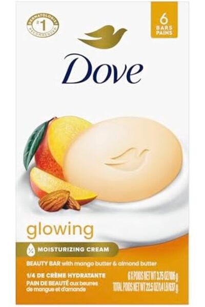 Dove Beauty Bar Gentle Skin Cleanser Moisturizing for Gentle Soft Skin Care Glowing Mango Butter and