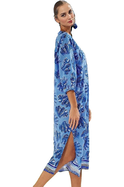 PayBuy Γυναικείο φόρεμα μίντι με λαιμόκοψη V με φαρδύ βαμβακερό καλοκαιρινό ά...