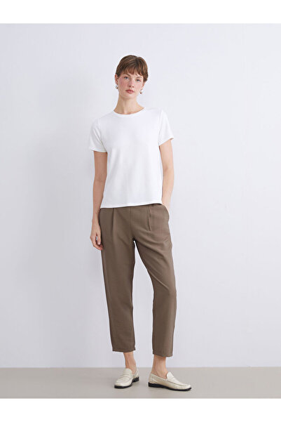 LC Waikiki Lcwaikiki Classic Brown High Waist Carrot Cut Women's Pleated Pants