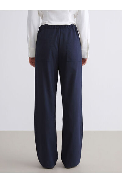LC Waikiki Navy Blue Loose Fit Striped Women's Trousers