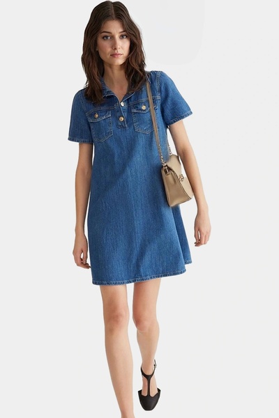 PayBuy Women's Denim Shirt Dress Short Sleeve Cotton Casual Daily Weekend Summer's Indispensable