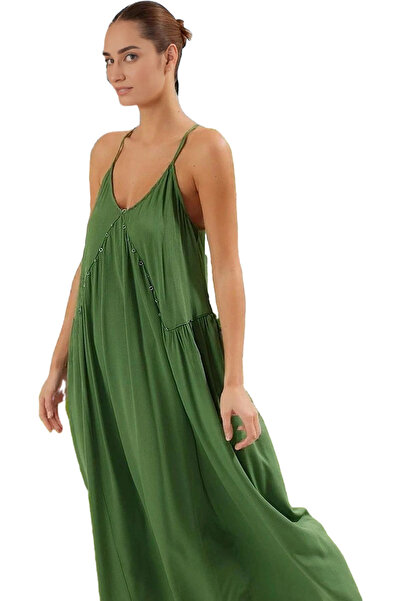 PayBuy Γυναικείο μάξι φόρεμα με λαιμόκοψη V, καλοκαιρινό τσακισμένο υφαντό άν...