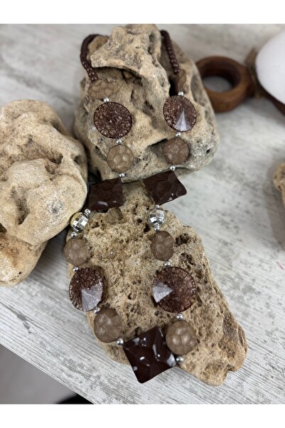 SEDEF TAKI Kahve cam kolye