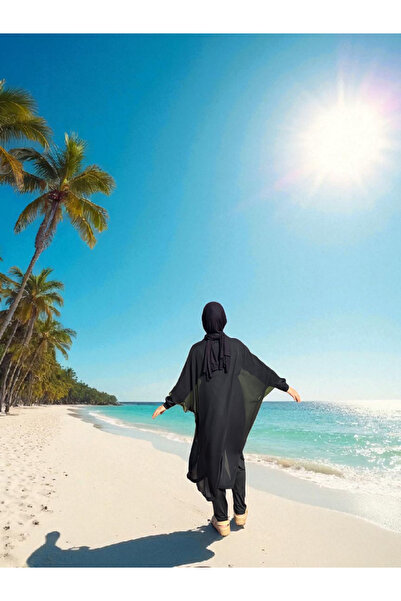 Nöşre Design Siyah Pareo Kaftan Kimono Standart