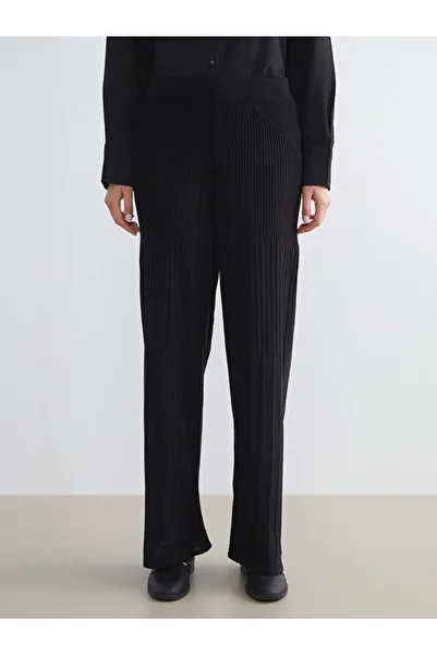 LC Waikiki Black Women's Knitwear Trousers with Elastic Waist