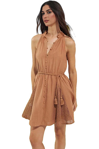 PayBuy Γυναικείο μίνι φόρεμα παραλίας Halter γιακά μουσελίνα υφαντό καλοκαιρι...