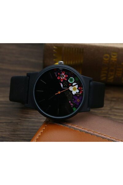 Skymag Ceas de dama model floral, piele ecologica, mecanism quartz