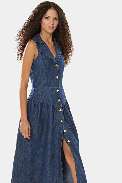 PayBuy Kadın Denim Midi Elbise Gömlek Yaka Pamuk Günlük Şıklık Hafta Sonu Yaz Aylarının Vazgeçilmezi