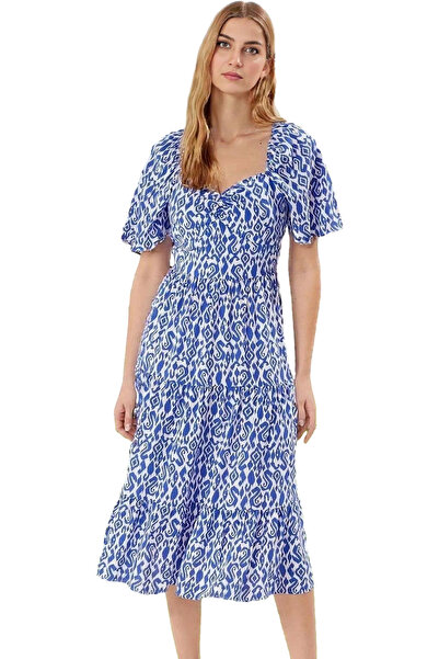 PayBuy Γυναικείο ιξώδες φόρεμα μίντι μήκους σε γραμμή Α με λουλουδάτο μοτίβο ...