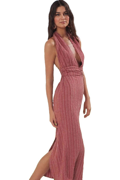 PayBuy Γυναικείο μάξι λινό φόρεμα παραλίας με χαμηλή πλάτη κομψό σχέδιο καλοκ...