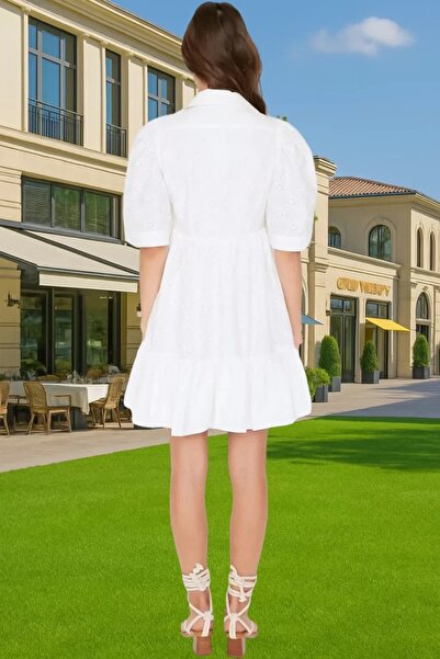 PayBuy Γυναικείο μίνι φόρεμα με κέντημα Ελαφρύ βαμβακερό ύφασμα για καθημερινά καλοκαιρινά στυλ Σαββατοκύριακο Ειδικές περιστάσεις