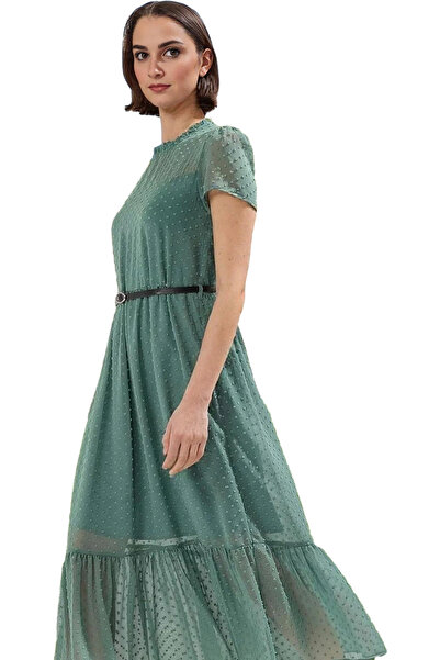 PayBuy فستان نسائي من الشيفون متوسط ​​الطول على شكل حرف A مع حزام مبطن للصيف ...