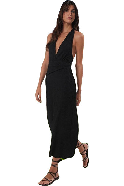 PayBuy Γυναικείο μάξι φόρεμα παραλίας με λεπτομέρεια με ζώνη με λαιμόκοψη V B...