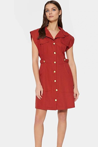 PayBuy Rochie mini din Gabardină pentru femei Guler lunar din bumbac Casual Elegantă Necesară pentru weekendul de vară