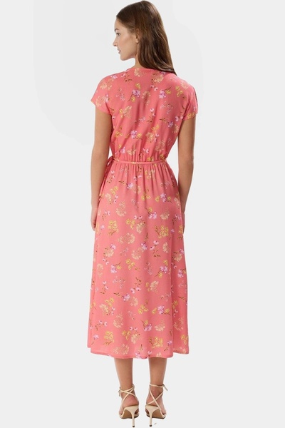 PayBuy Rochie midi florală pentru femei, tăiată la două piept, țesătură viscoasă, stil casual, indispensabilă vara