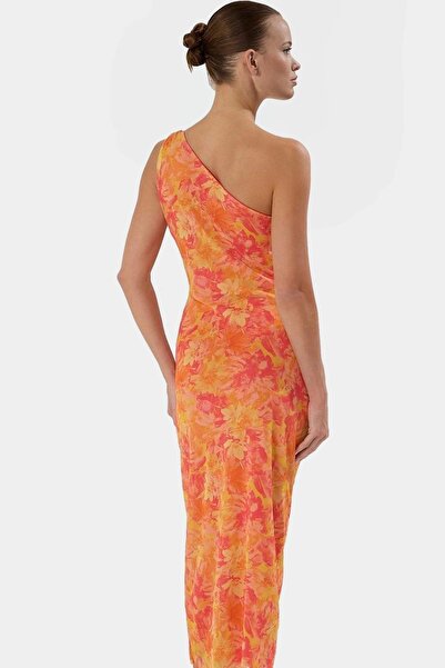 PayBuy Kadın Tek Omuzlu Midi Elbise Örme Tül Kumaş Modern Stil Akşam Davetleri Yaz Aylarının Vazgeçilmezi