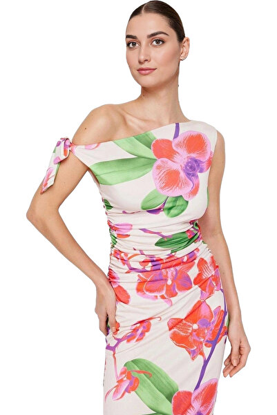 PayBuy Kadın Maxi Örme Elbise Tek Omuzlu Asimetrik Yaka Şık Tasarım Modern St...