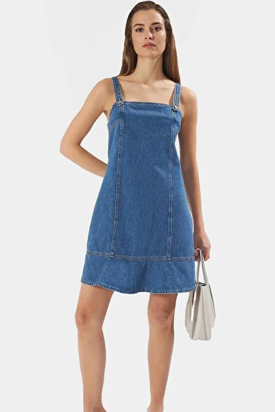 PayBuy Women's Mini Denim Dress Square Collar Summer Comfortable Cotton Casual Style Summer's Must-Have