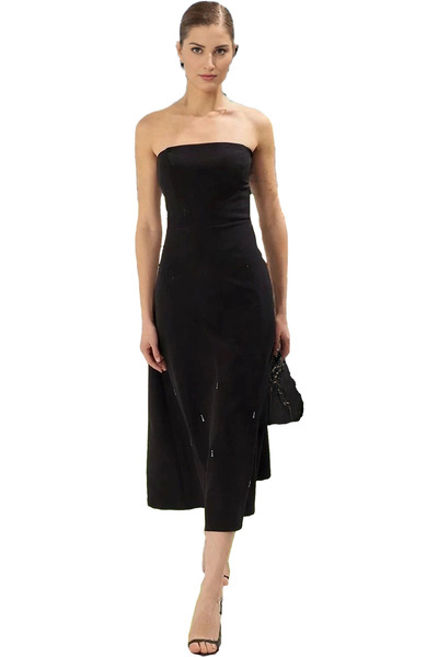 PayBuy Γυναικείο βραδινό φόρεμα μίντι μήκους Πέτρινο λεπτομερές υφαντό καλοκα...