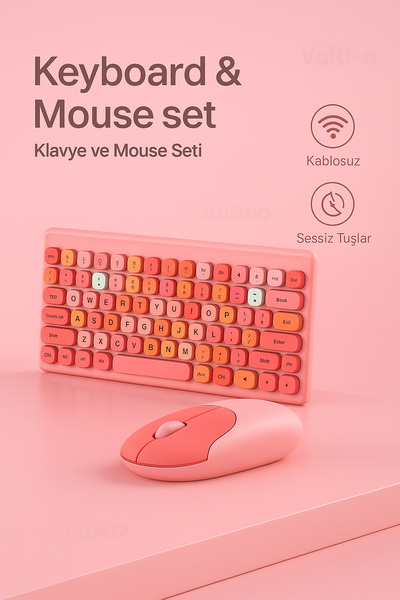 Voltico QW02 Kablosuz Klavye ve Mouse Seti – Şık ve Sessiz Tasarım