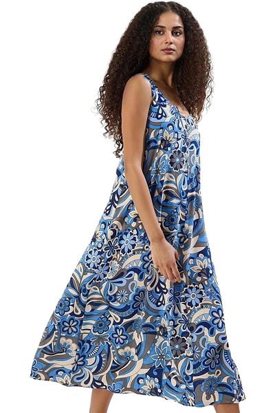 PayBuy Women's Midi Dress Geometric Pattern V Neck Viscose Casual Stylish Weekend Summer Indispensable