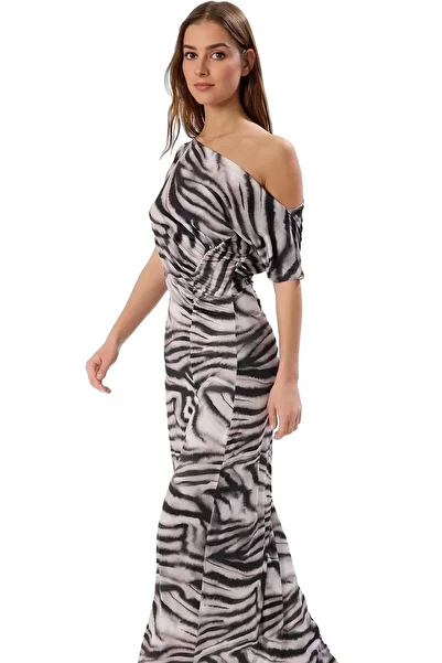 PayBuy Women's Maxi Dress Asymmetric Collar Knitted Fabric Animal Print Summer Stylish Summer Indispensable